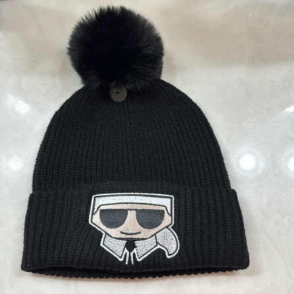 Karl Lagerfeld Accessories - Karl Lagerfeld beanie with Pom NWT